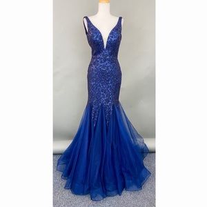 Blue Sequin Mermaid Formal Dress